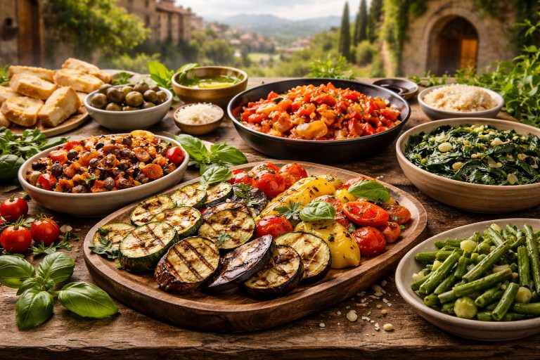 Італійські овочеві гарніри contorni з гриль-овочами, капонатою та перонатою