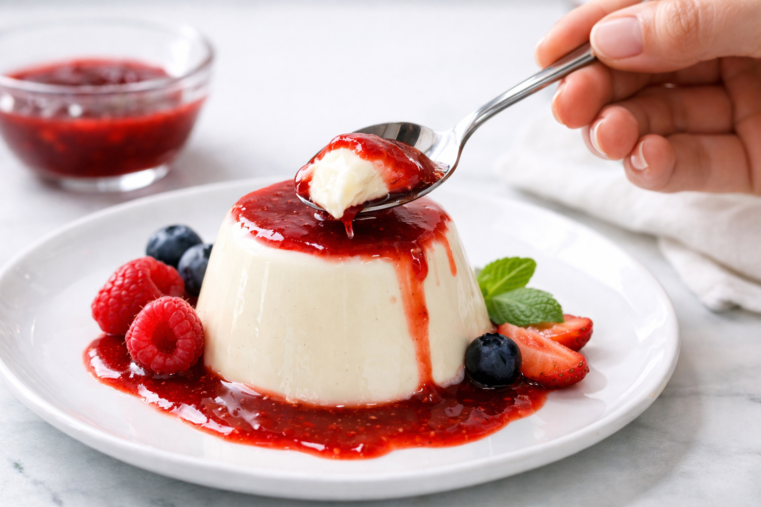 Панна котта з ягідним соусом — класичний італійський десерт із вершків